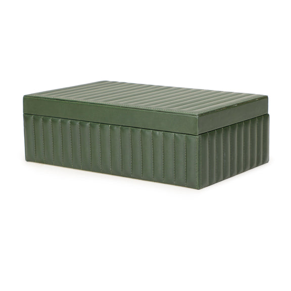 Eton Ribbed Green Vegan Leather Contract-Grade Storage Box