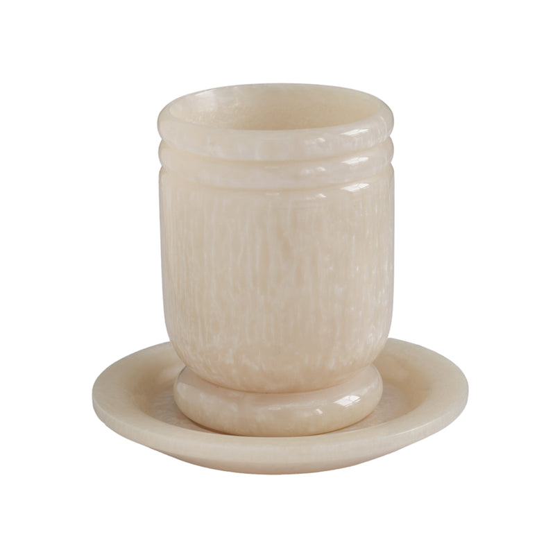 Channeled Swirl Resin Kiddush Cup - Tan
