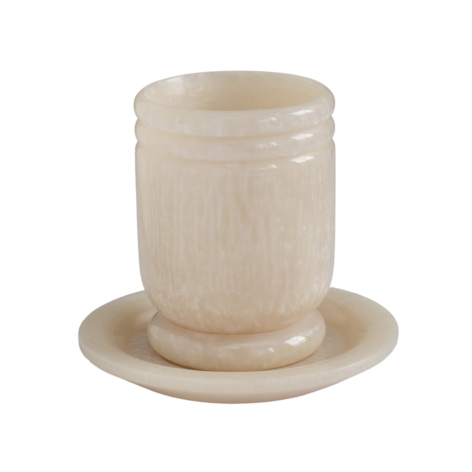 Channeled Swirl Resin Kiddush Cup - Tan