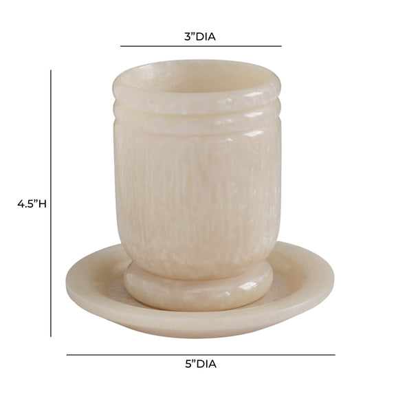 Channeled Swirl Resin Kiddush Cup - Tan