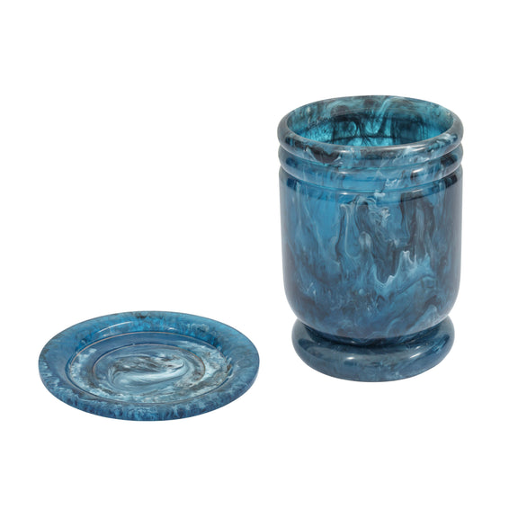 Channeled Swirl Resin Kiddush Cup - Blue