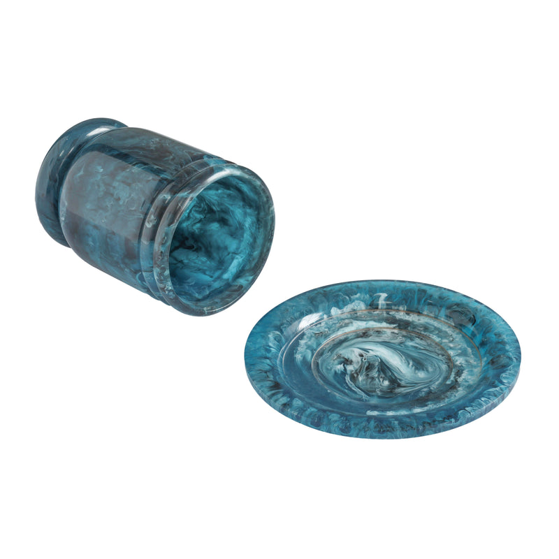 Channeled Swirl Resin Kiddush Cup - Blue