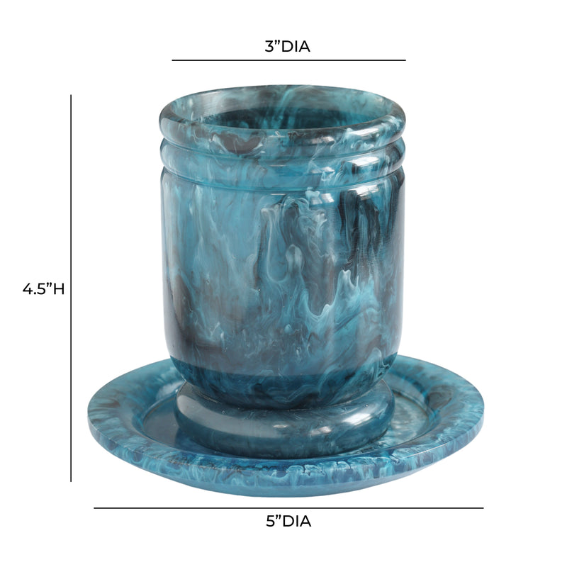 Channeled Swirl Resin Kiddush Cup - Blue