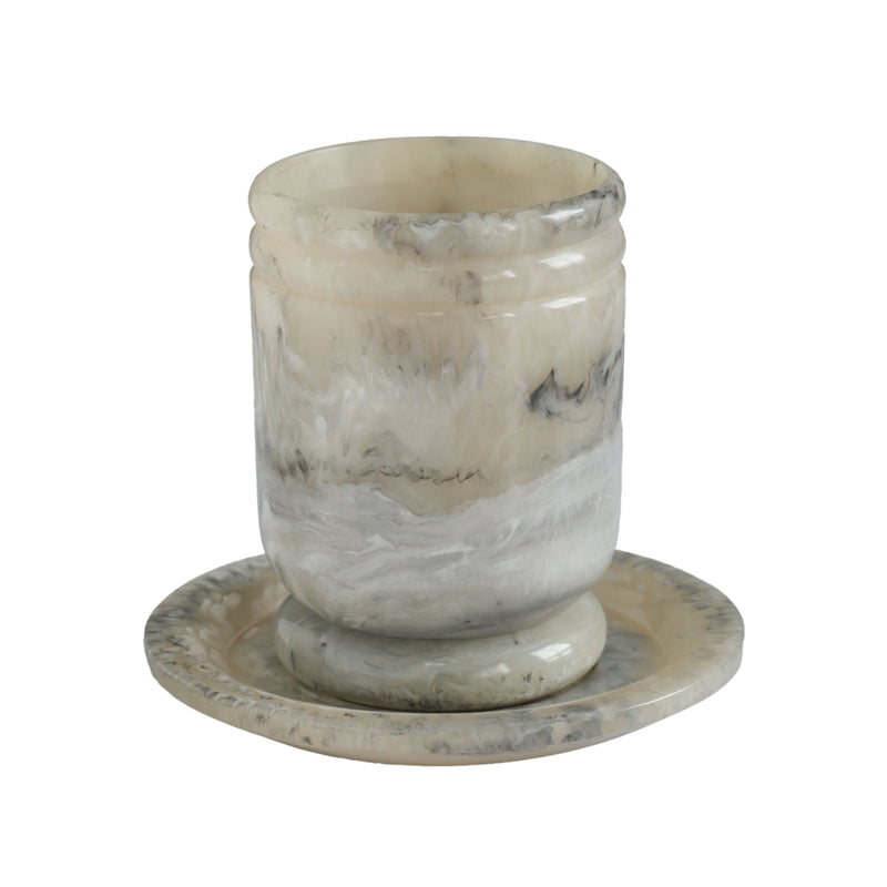 Channeled Swirl Resin Kiddush Cup - Onyx