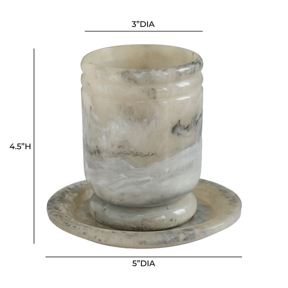 Channeled Swirl Resin Kiddush Cup - Onyx