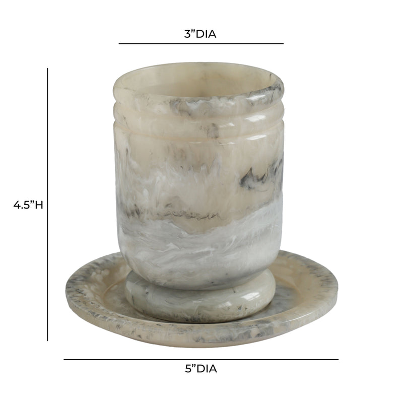 Channeled Swirl Resin Kiddush Cup - Onyx