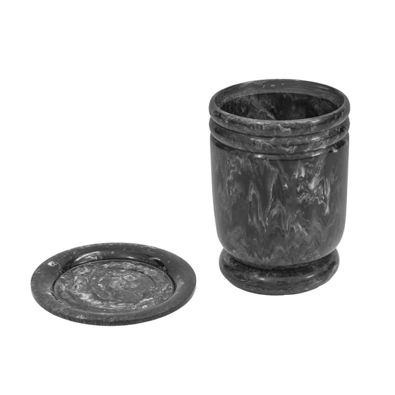 Channeled Swirl Resin Kiddush Cup - Black and White