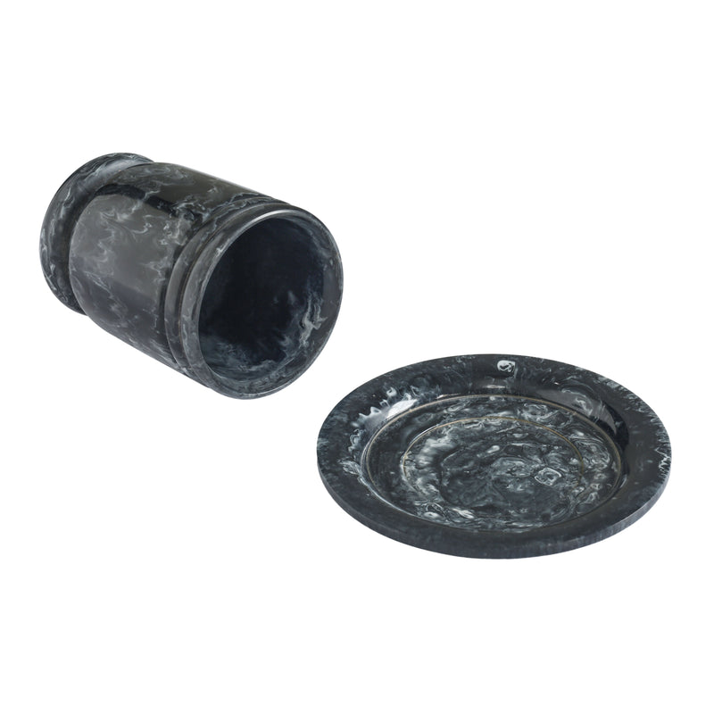 Channeled Swirl Resin Kiddush Cup - Black and White