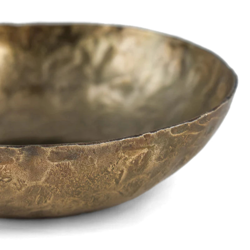 Shah Antique Brass Hammered Iron Catchall Round Bowls - Set of 3