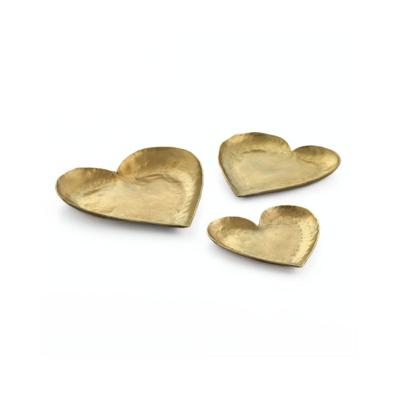 Coeur Brass Hammered Iron Heart-Shaped Catchalls - Set of 3