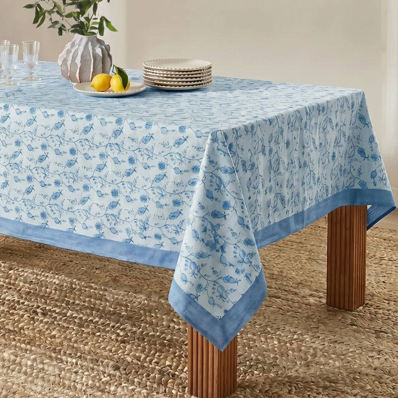 Dolce Natural Cotton Table Cloth - Baby Blue / 70" x 140"