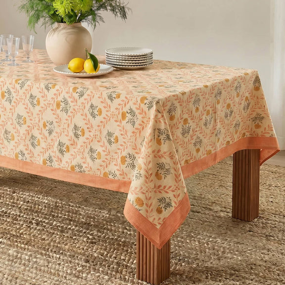 Dolce Natural Cotton Table Cloth - Blush / 70" x 140"