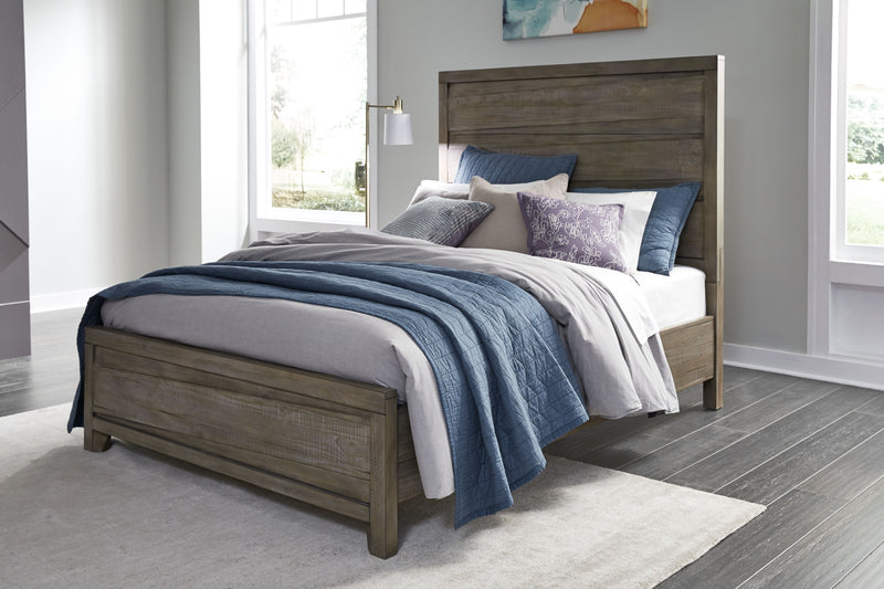 Hearst Solid Wood Full-Size Panel Bed in Sahara Tan