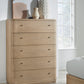 Penny Five Drawer White Ash Chest in Buff Cream