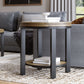 Canyon Solid Wood and Metal Round End Table in Washed Grey