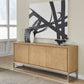 One Modern Coastal Metal Base Sideboard in White Oak and Brushed Stainless Steel