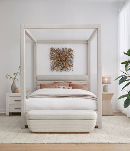 Rockford Upholstered Canopy Bed in Turtle Dove Linen (2026)