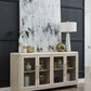 Liv Glass Door Ash Wood Sideboard in White Sand