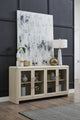 Liv Glass Door Ash Wood Sideboard in White Sand