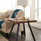 Reese Live Edge Solid Wood Metal Leg End Table in Natural Acacia