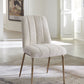 Apollo Upholstered Dining Chair in Ricotta Boucle and Brushed Bronze Metal