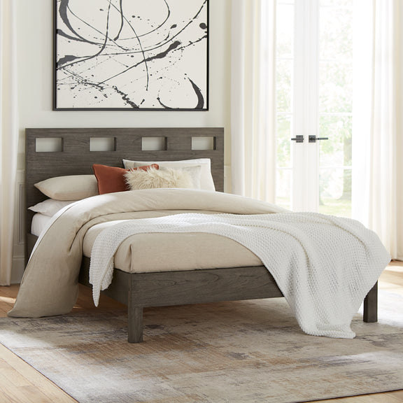 Riva King-size Platform Bed in Sharkskin