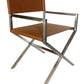One Modern Coastal Director's Dining Arm Chair in Cognac and Brushed Stainless Steel