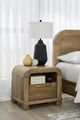 Kione One Drawer Acacia Wood Nightstand in Lioness