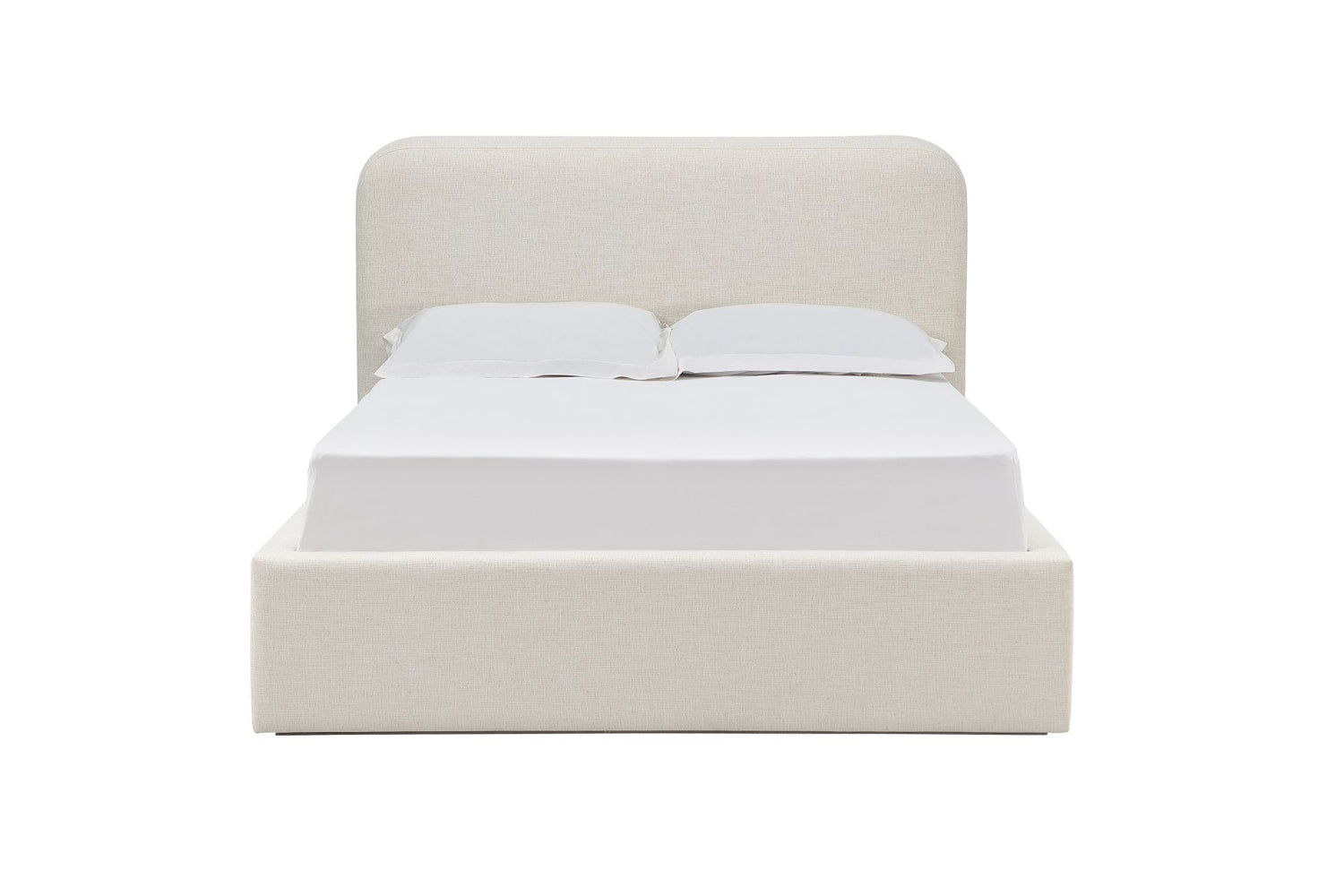 Off-White Upholstered Platform Bed in Whipped Honey Linen (2026)