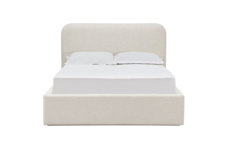 Off-White Upholstered Platform Bed in Whipped Honey Linen (2026)