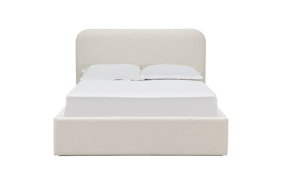 Off-White Upholstered Platform Bed in Whipped Honey Linen (2026)