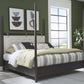 Rockport Upholstered Queen-size Poster Bed in Yin and Turtle Dove Linen