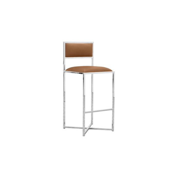 Amalfi X-Base Bar Stool in Cognac Leather
