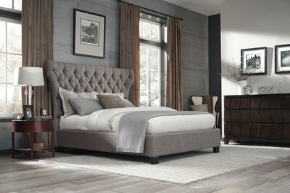 Melina Upholstered Storage Bed in Dolphin Linen