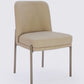 Dion Upholstered Dining Chair in Camel Synthetic Leather and Brushed Nickel Metal