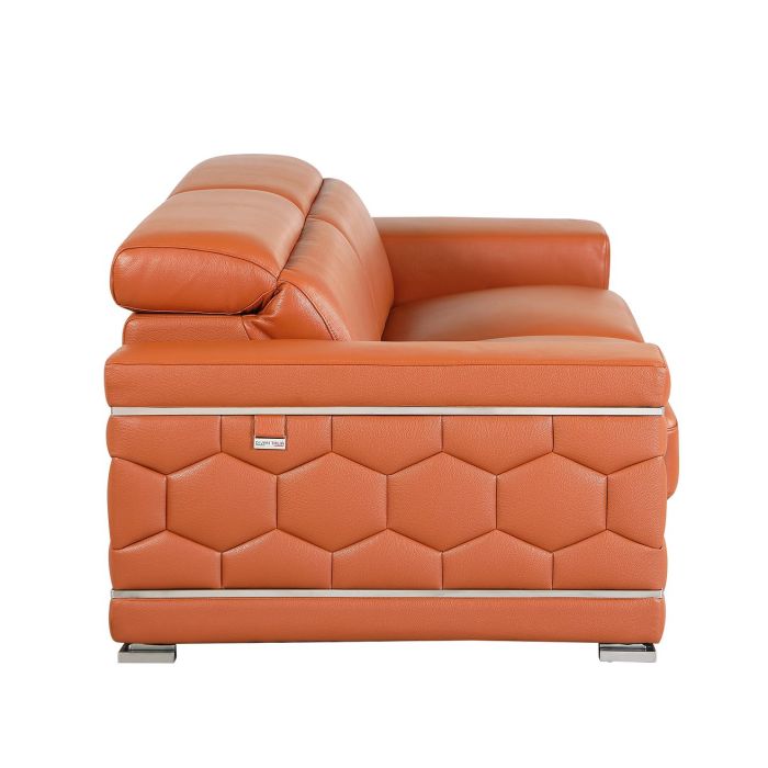 692 DivanItalia Camel Sofa with Adjustable Headrest in Top-Grain Italian Leather