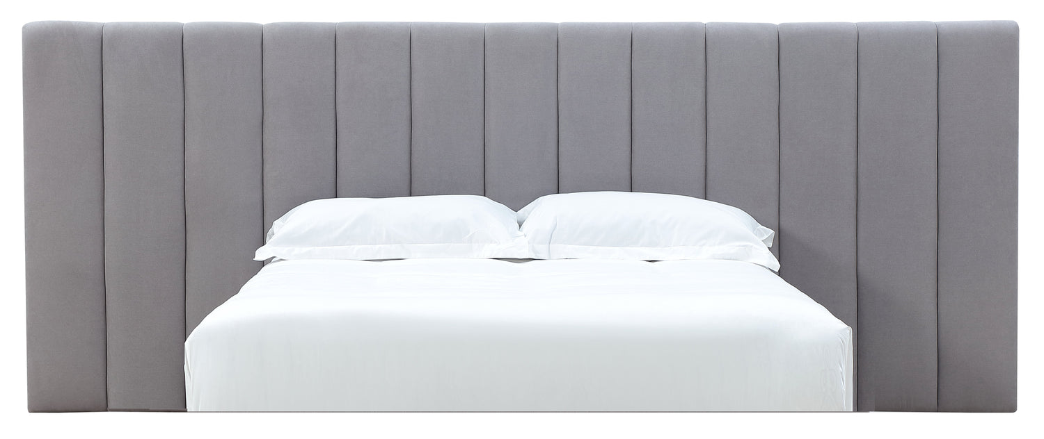 Monty Queen-Size Channeled Wall Bed Headboard Only in Gray Velvet