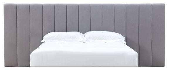 Monty Queen-Size Channeled Wall Bed Headboard Only in Gray Velvet