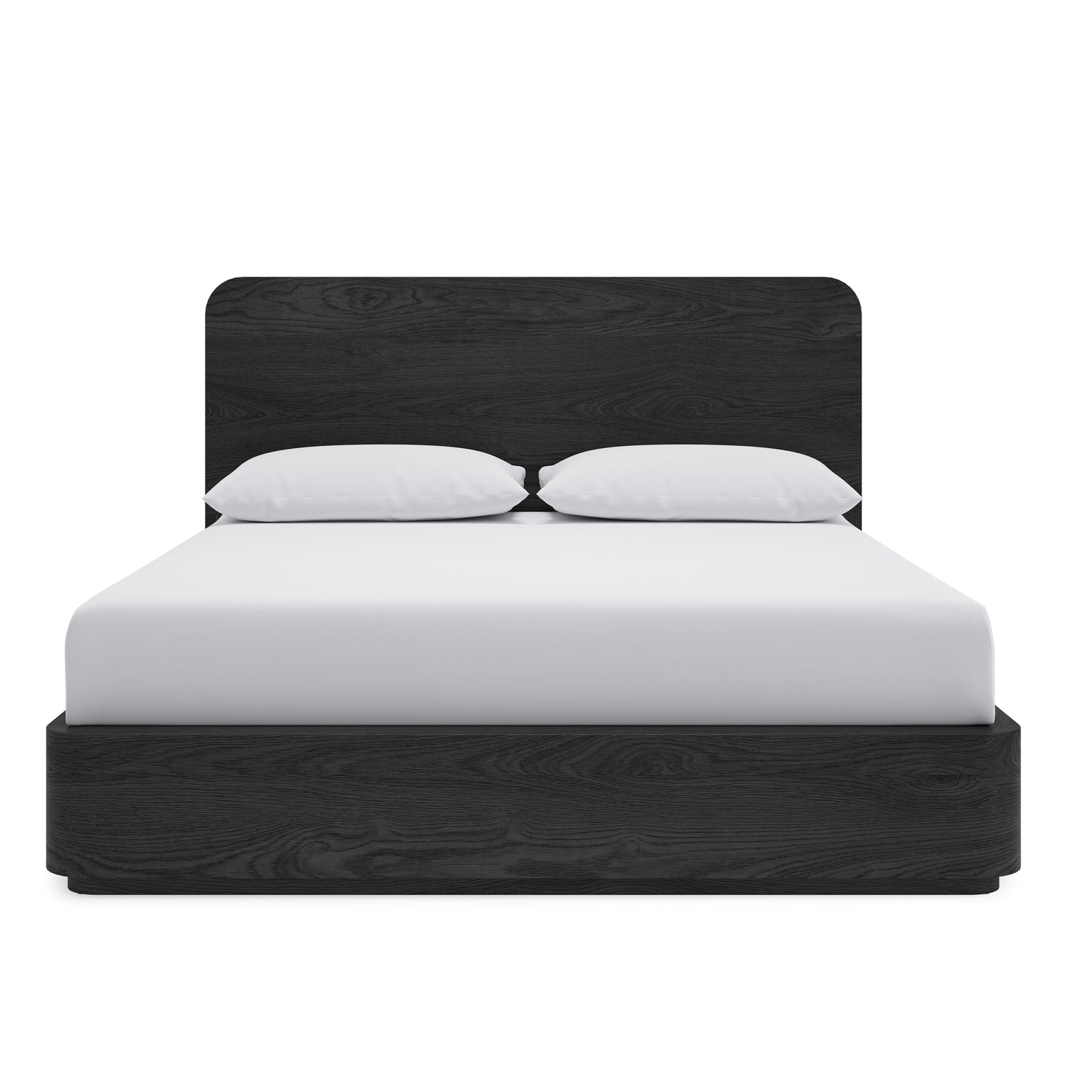 Elora California King-Size Ash Wood Platform Bed in Jet