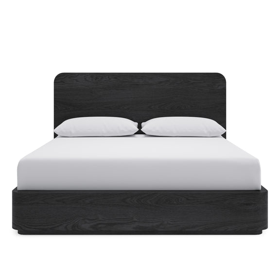 Elora California King-Size Ash Wood Platform Bed in Jet