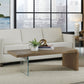 One Live-Edge White Oak and Glass Coffee Table in Bisque