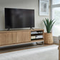 One Coastal Modern 74 inch TV Console in Brushed Stainless Steel and Bisque
