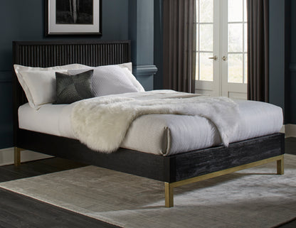 Kentfield Solid Wood Platform Bed in Black Drifted Oak