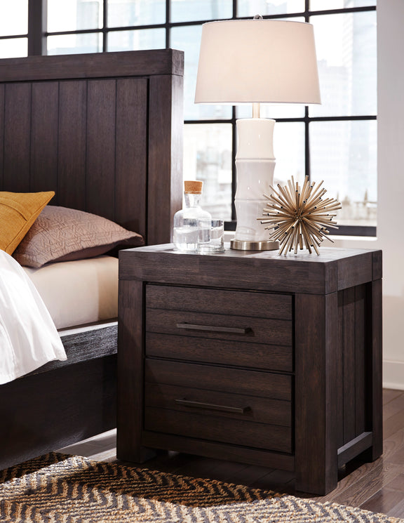 Heath Two Drawer Nightstand in Basalt Grey