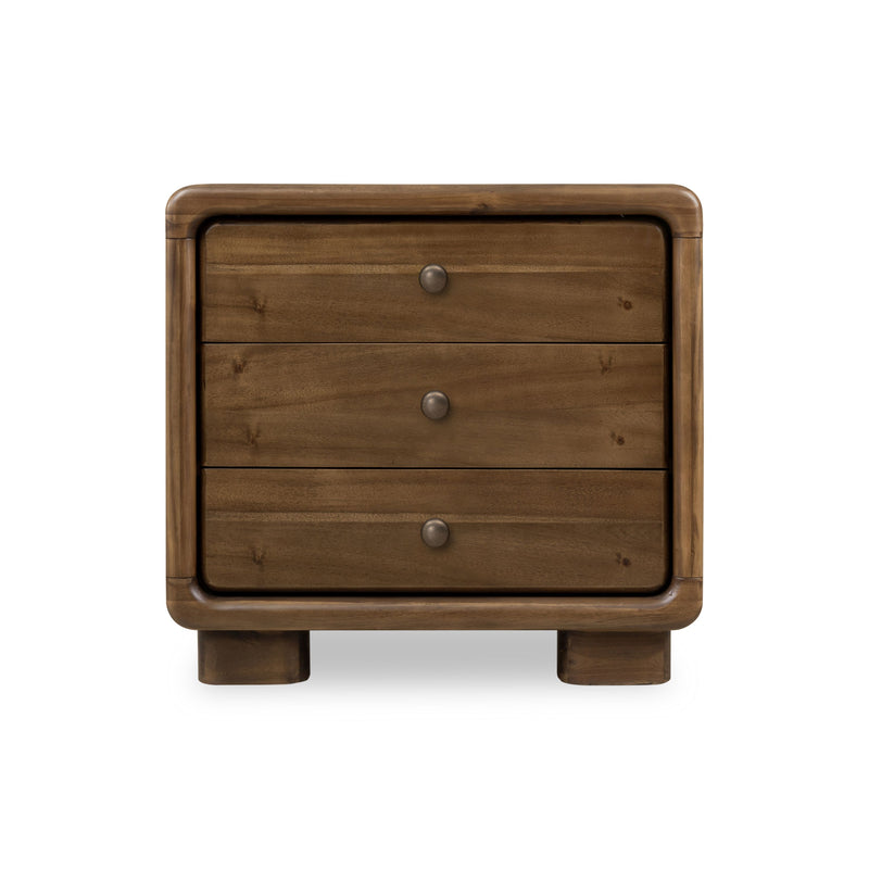 Boka Three Drawer Acacia Wood Nightstand in Impala