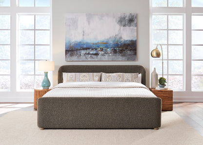 Kiki Upholstered Platform Bed in Pumpernickel Boucle (2026)