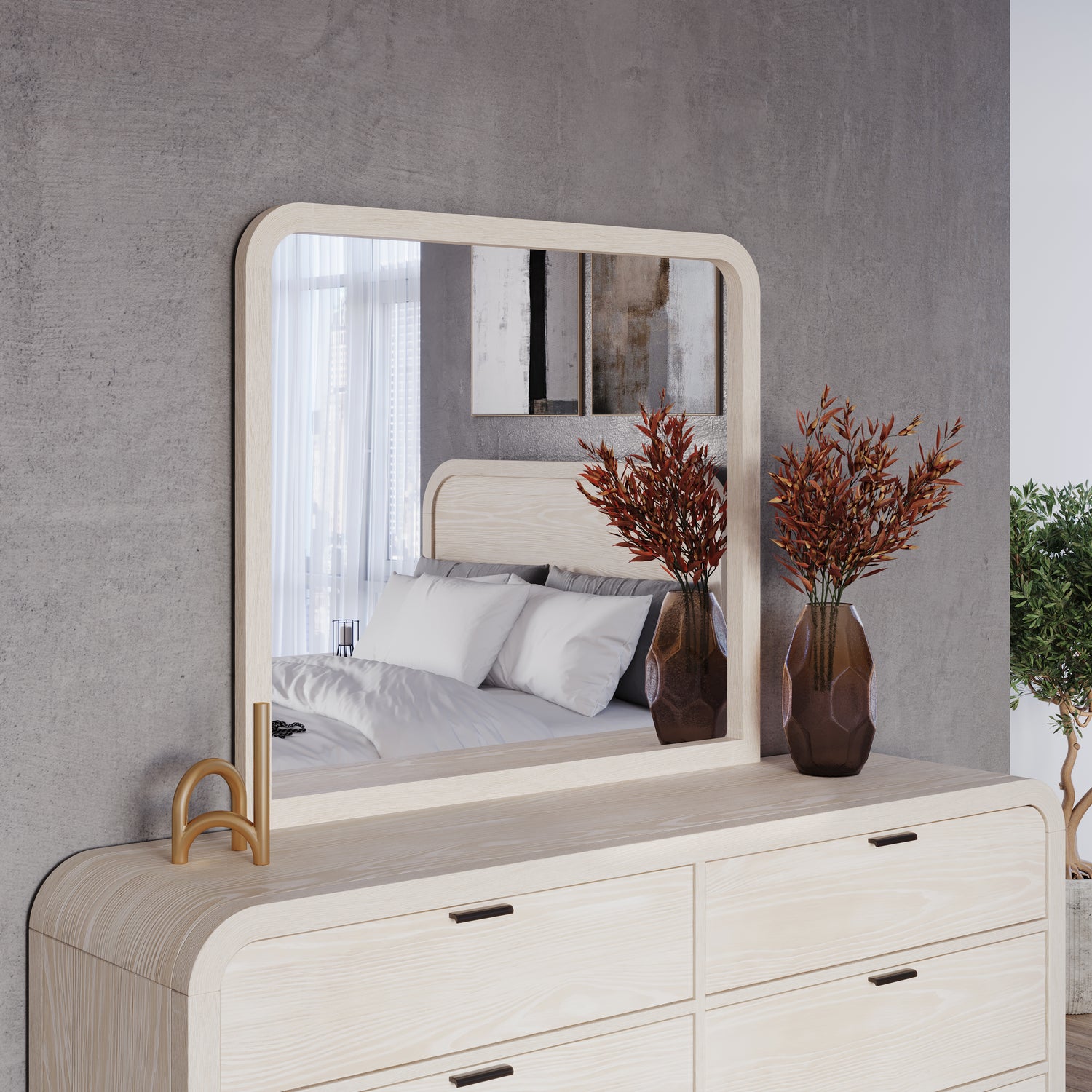 Drake Beveled Glass Wall or Dresser Mirror in Sugar