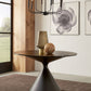 Winston Stone Top Metal Base Round Dining Table in Black