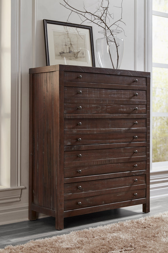 Townsend Five Drawer Solid Wood Chest in Java (2024)