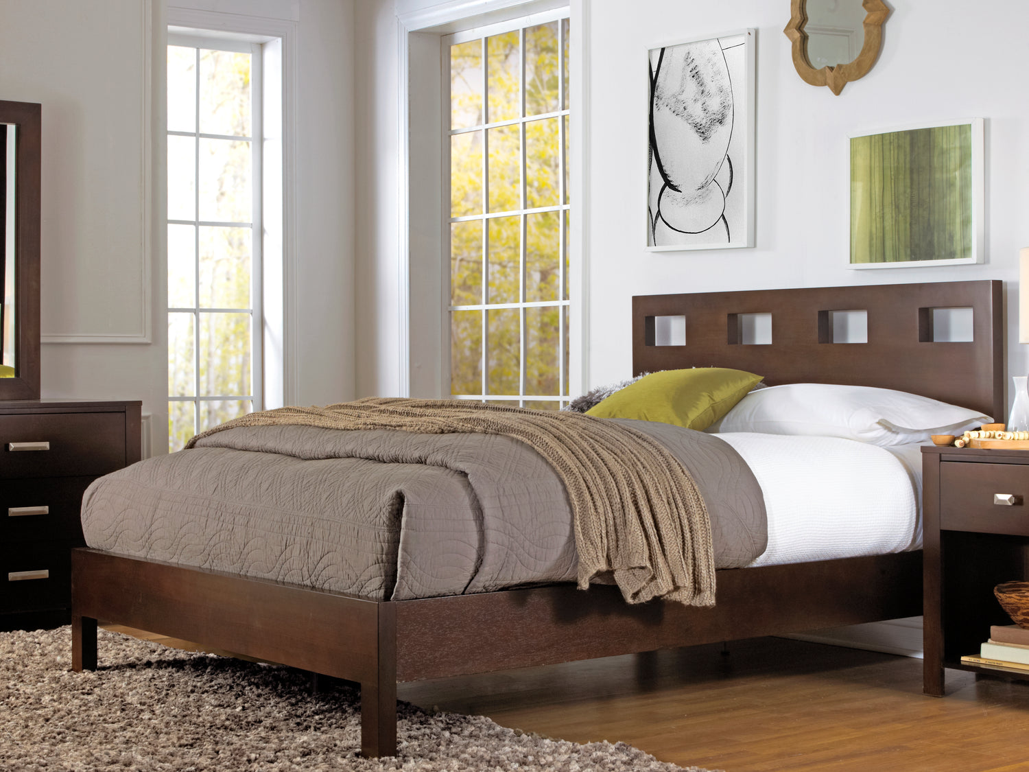 Riva California King-size Platform Bed in Chocolate Brown